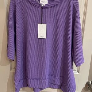 ANDREE BY UNIT Lavender Ribbed Top